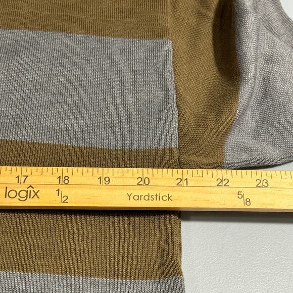 And Now This Mens Sweater Size Small Gray Green Striped Pullover Knit Collared - Picture 8 of 10